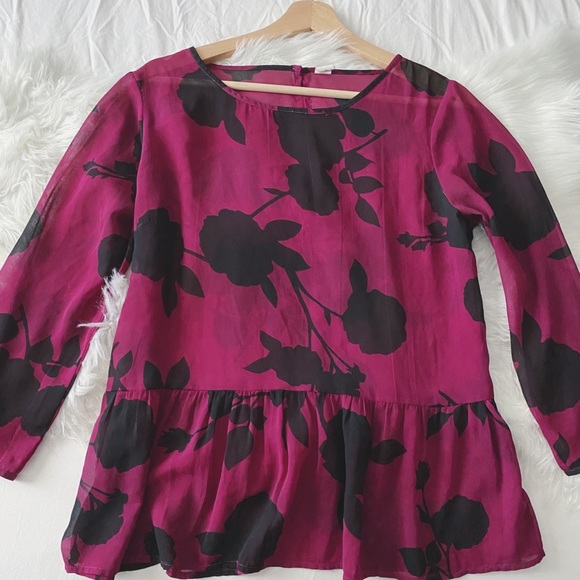 Peplum • Sheer Black Floral Blouse - Picture 9 of 10